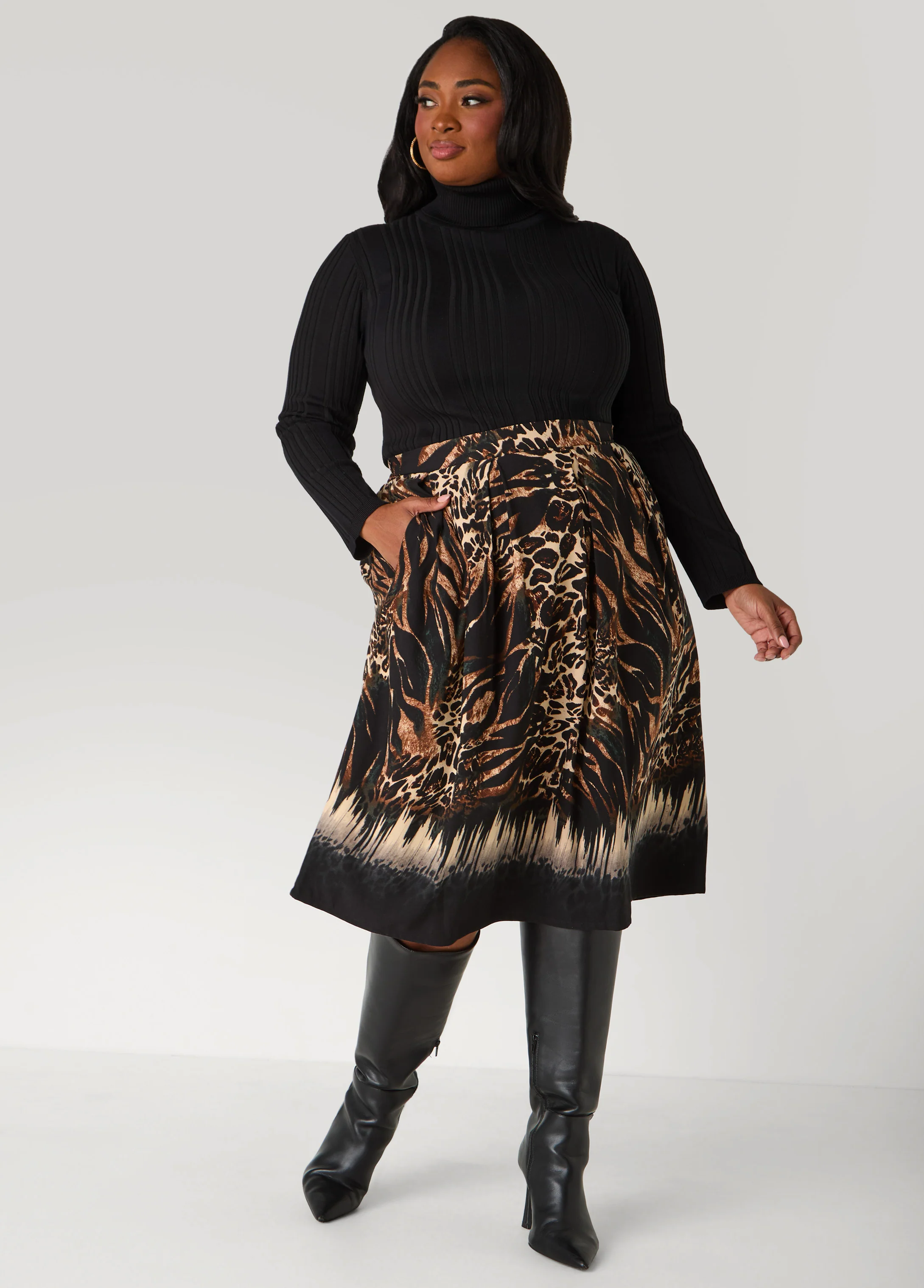 Animal Print A Line Midi Skirt - Image 3