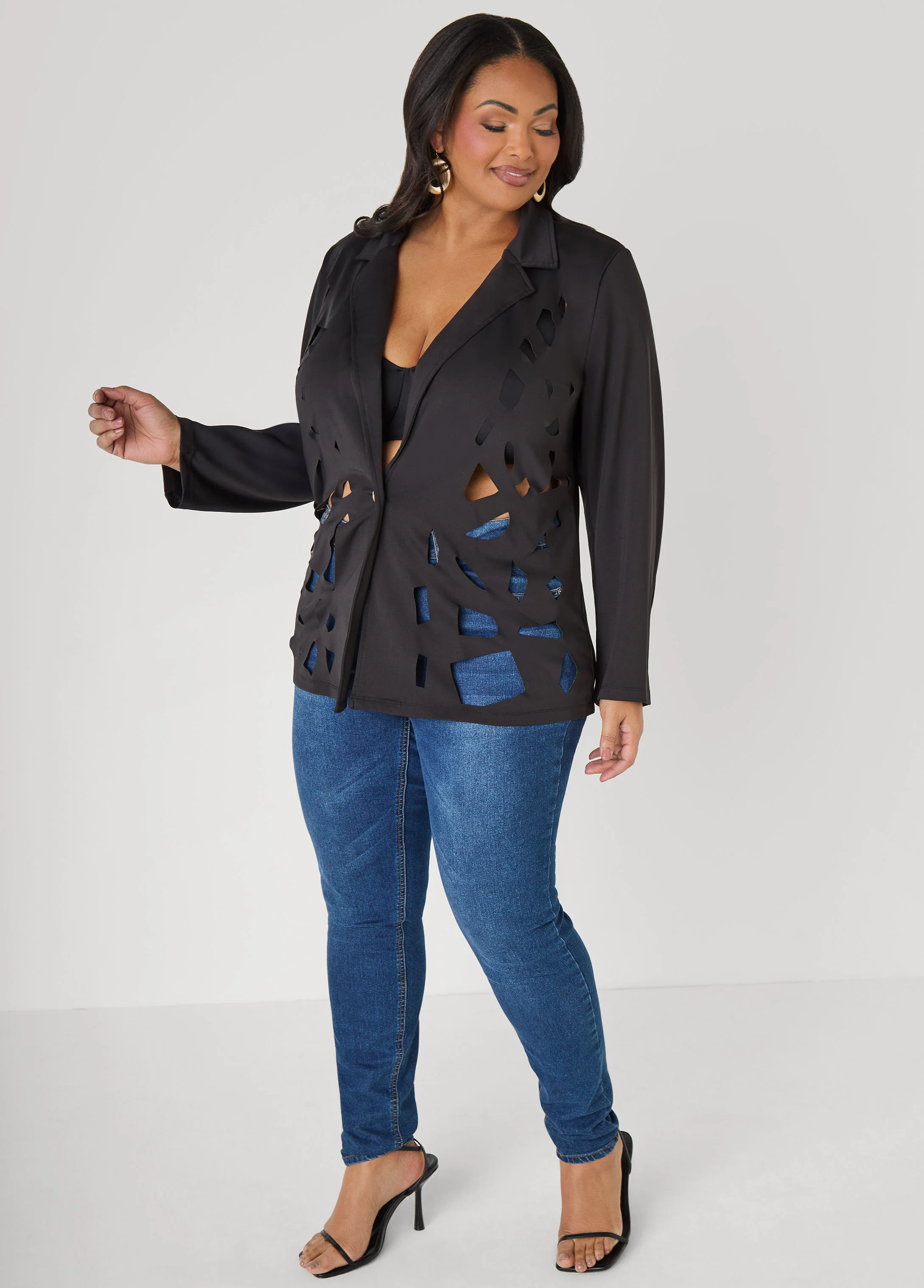 Cutout Knit Blazer - Image 3