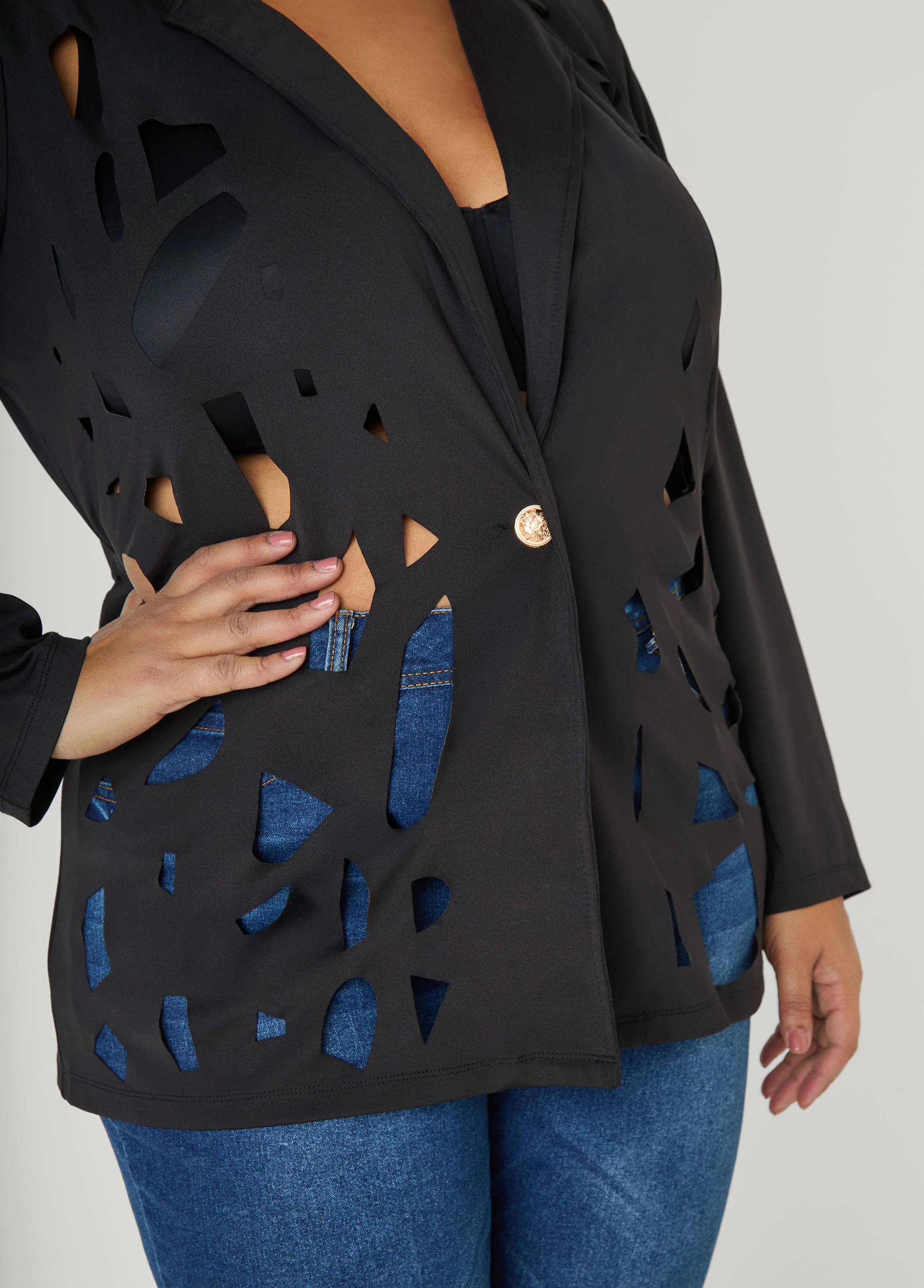 Cutout Knit Blazer - Image 4