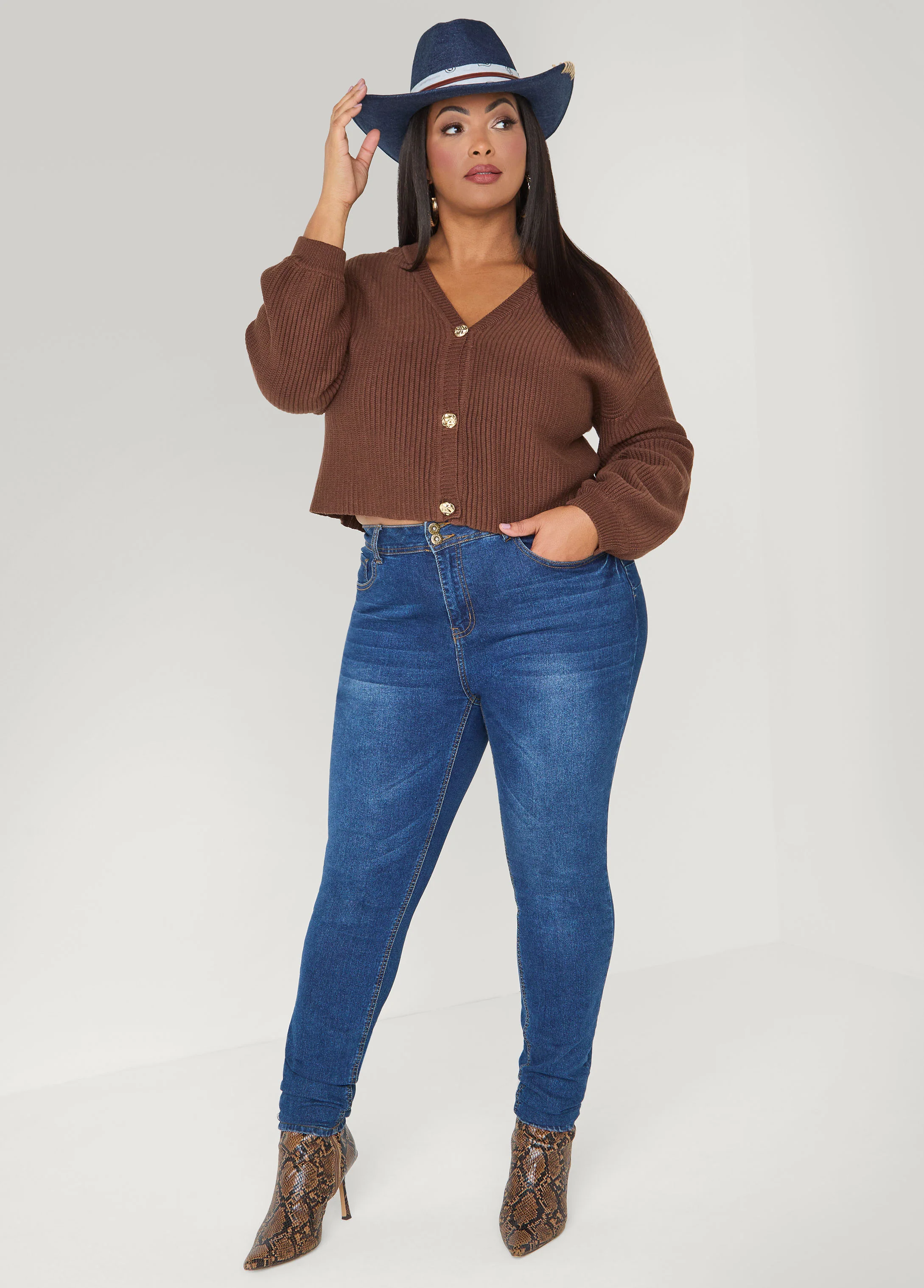 Bandana Trimmed Denim Cowboy Hat - Image 3