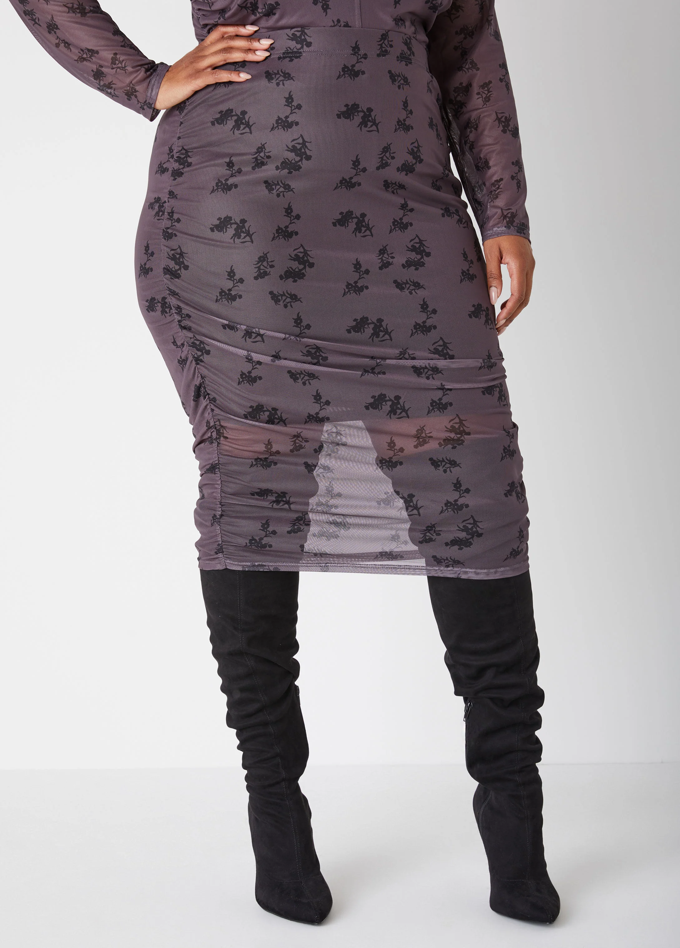 Floral Print Mesh Skirt - Image 3