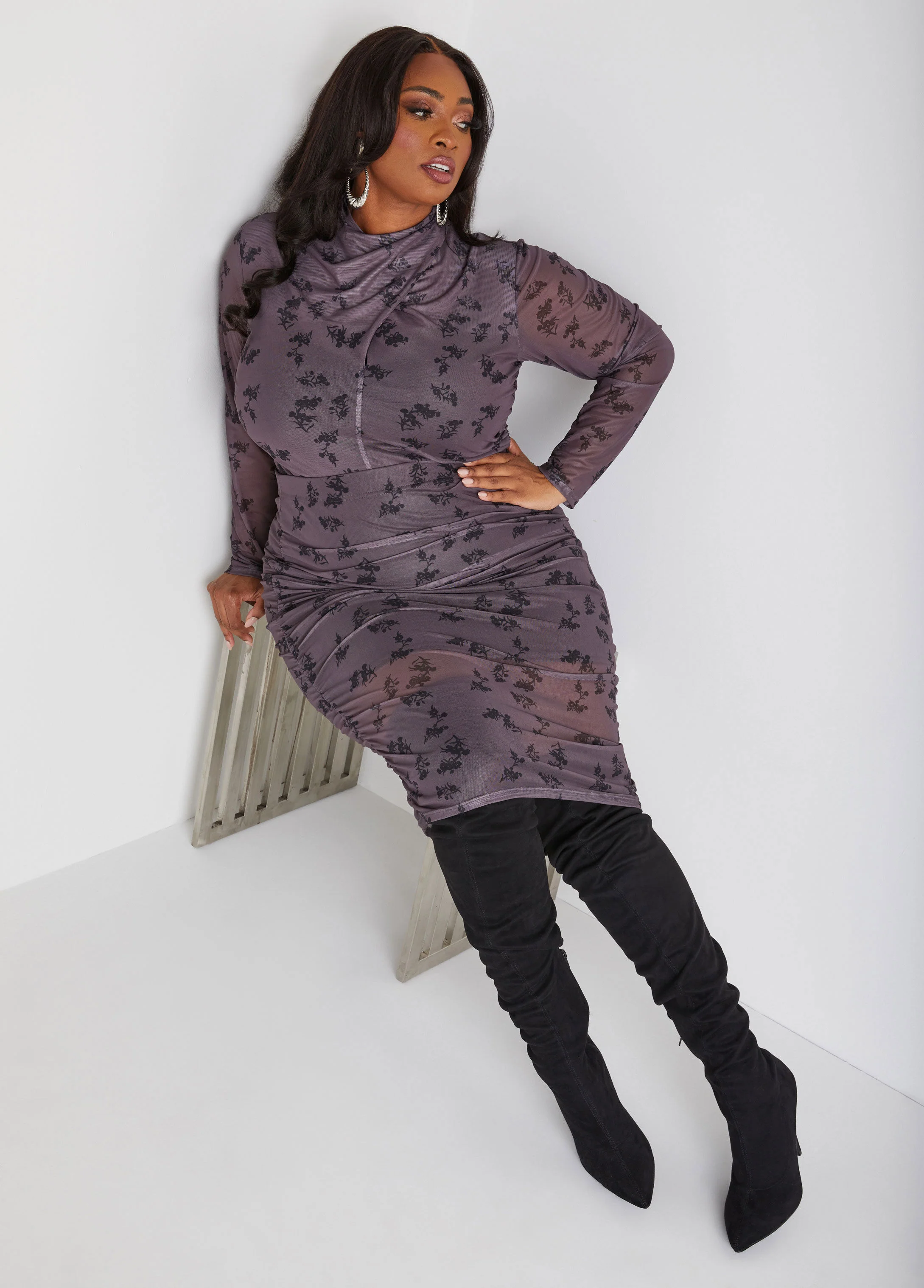 Floral Print Mesh Skirt - Image 4