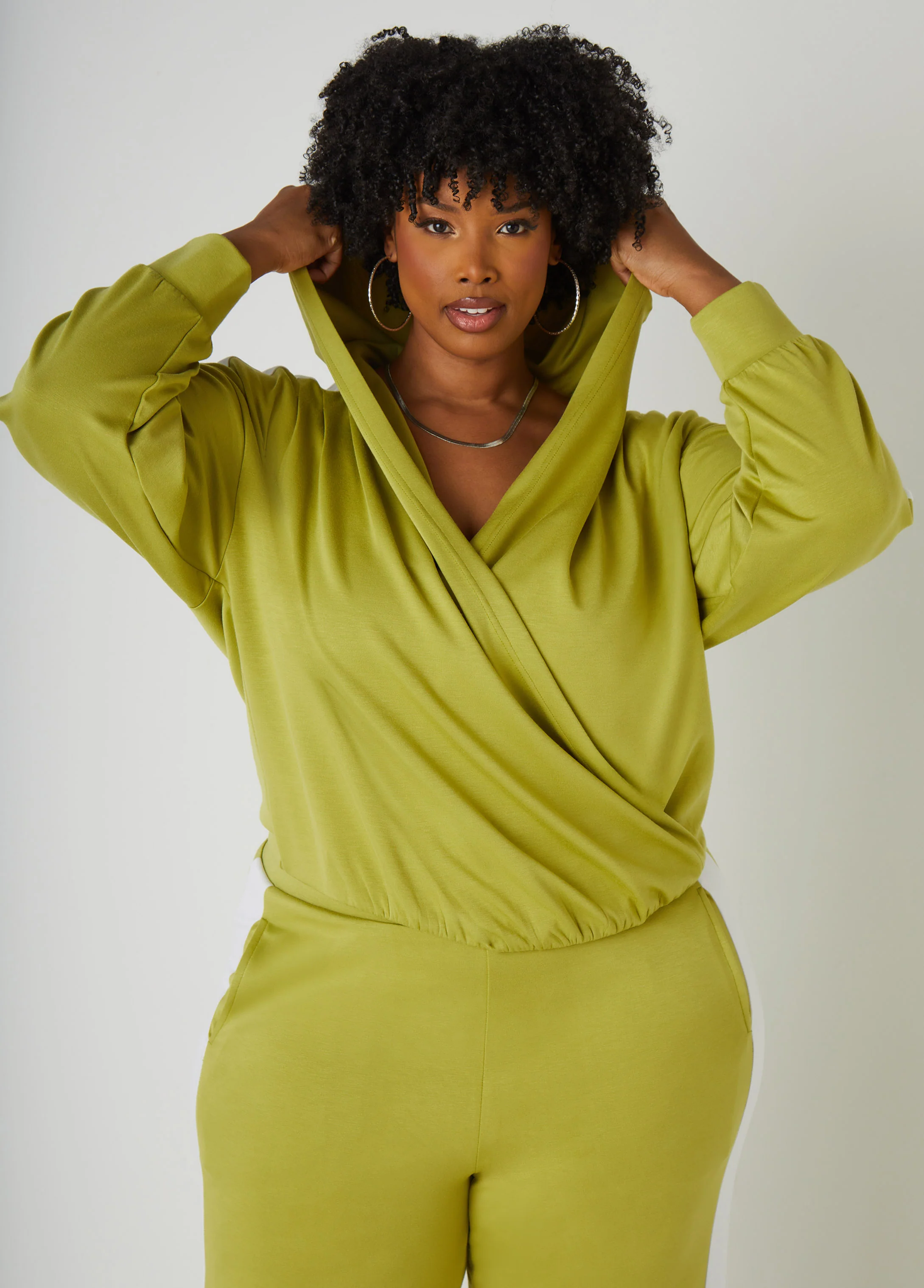 Hooded Faux Wrap Top - Image 5