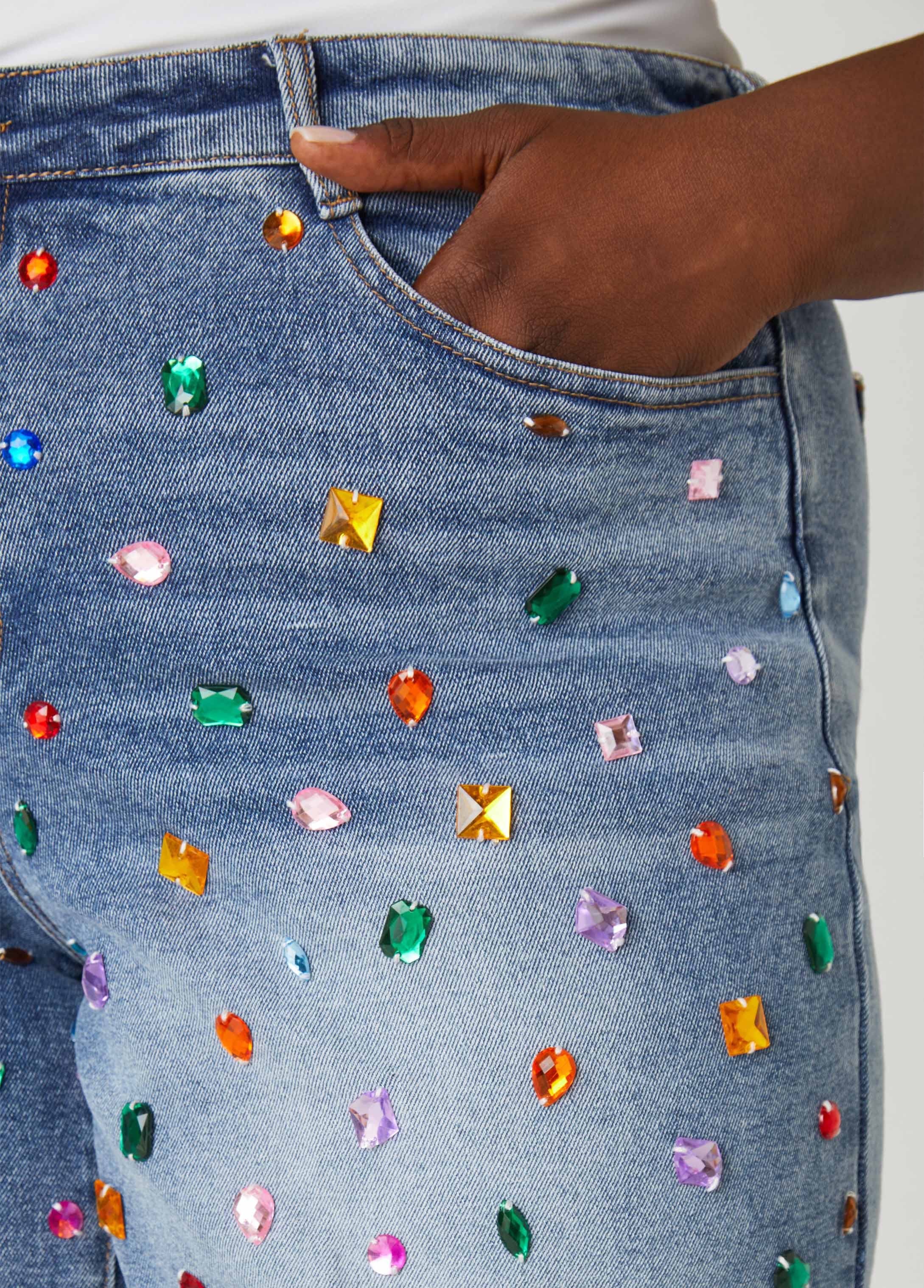 Crystal Distressed Denim Shorts - Image 5