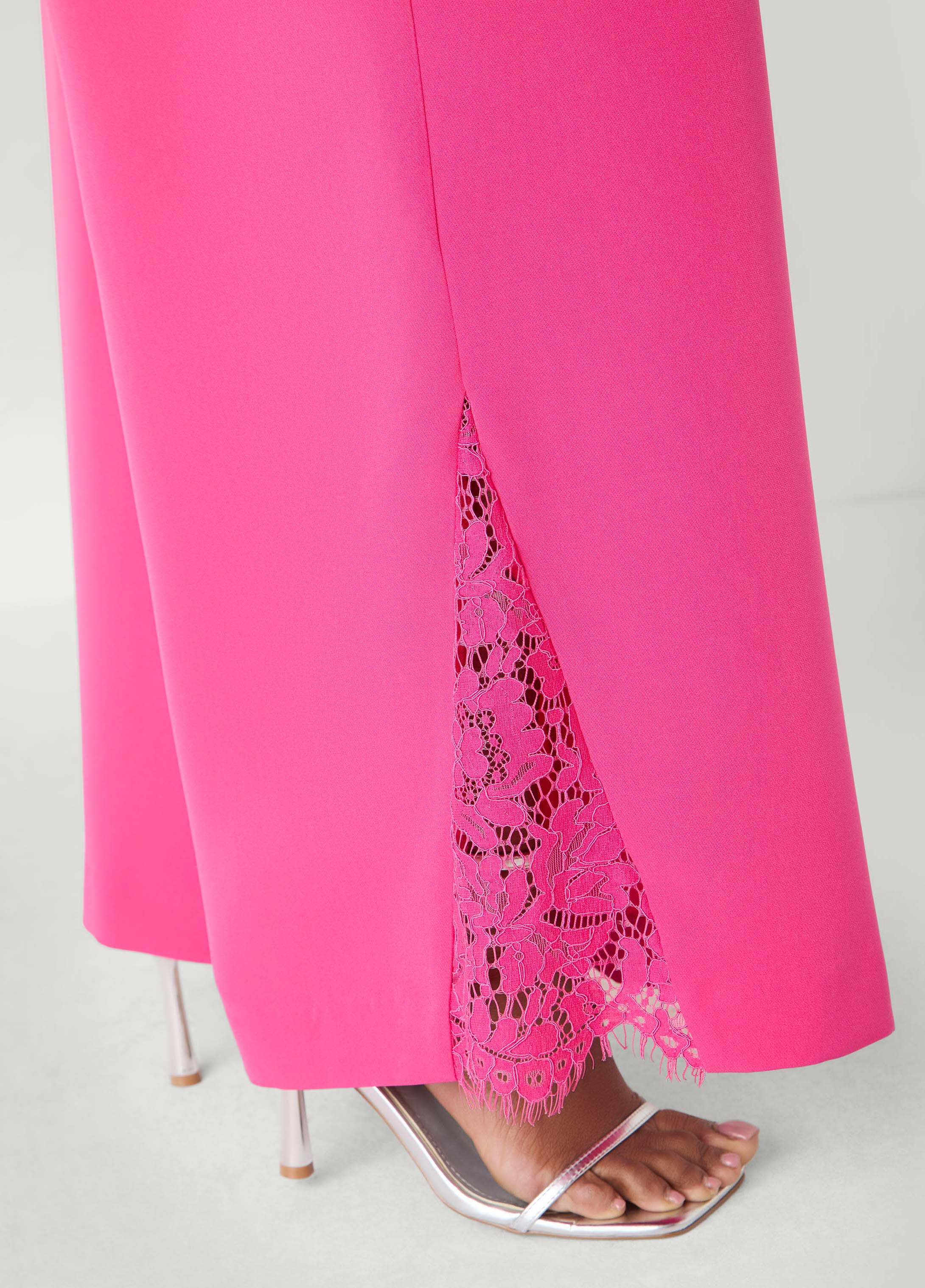 Lace Paneled Wide Leg Trousers - Image 4