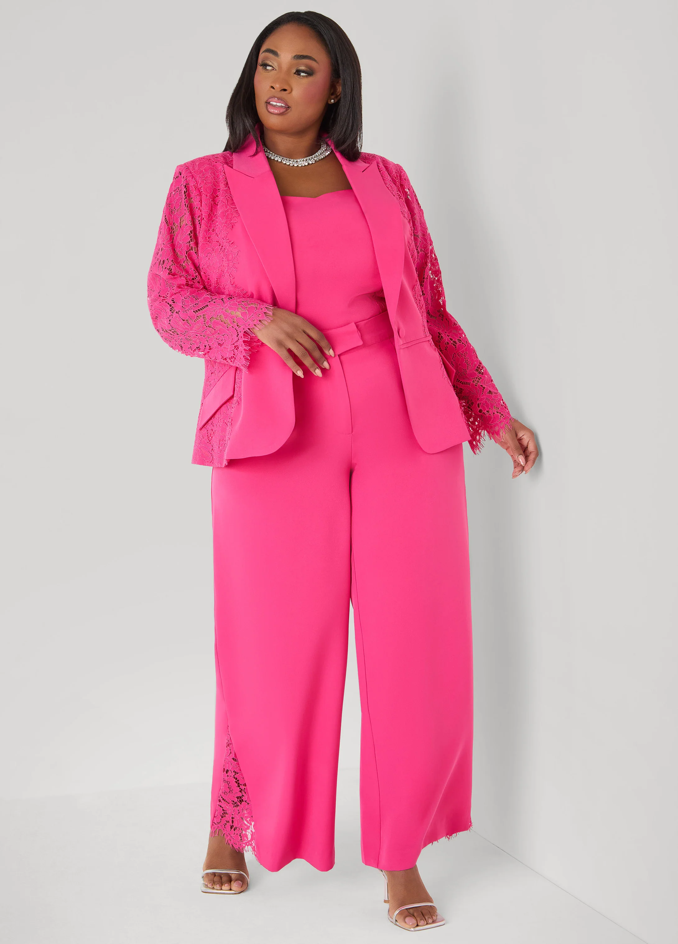 Lace Paneled Wide Leg Trousers - Image 5