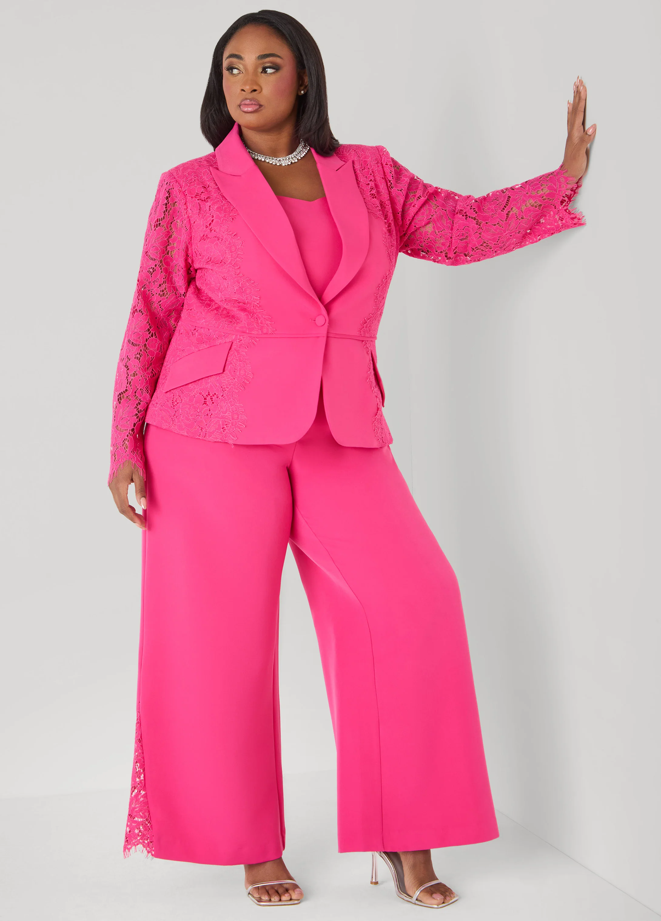 Lace Paneled Wide Leg Trousers - Image 6