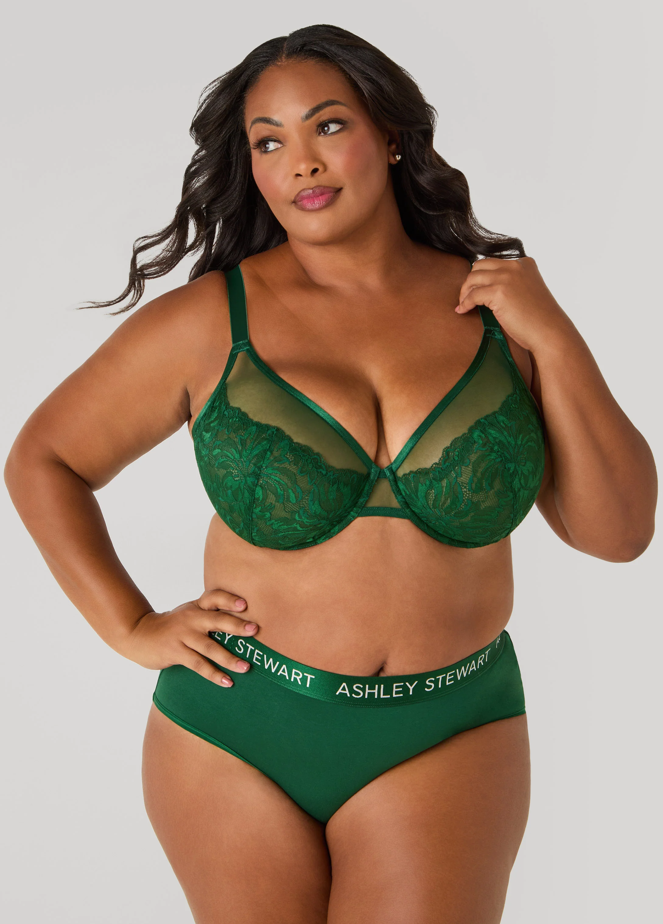 Mesh Paneled Lace Underwire Bra - Image 5