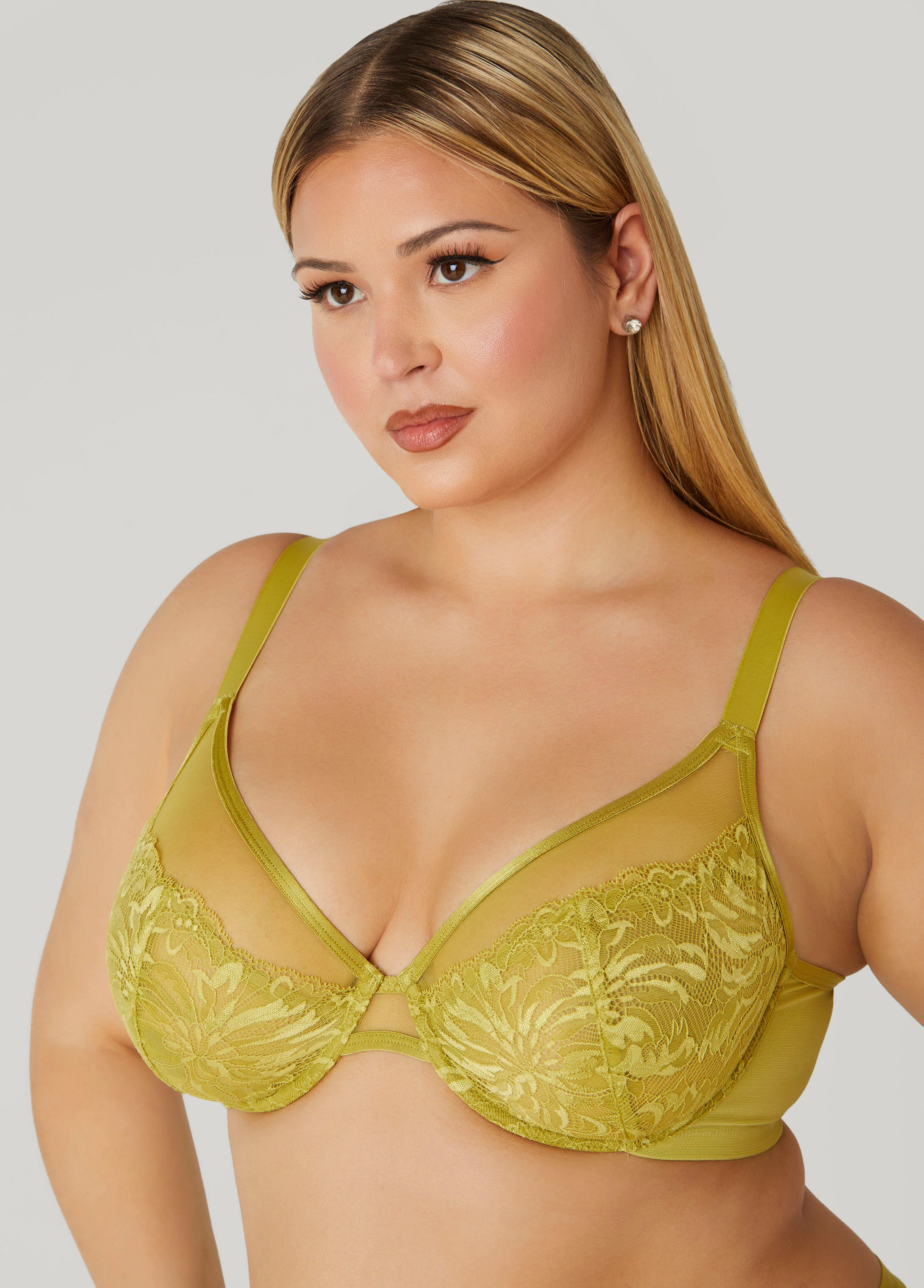 Lace And Mesh Underwire Bra - Image 4