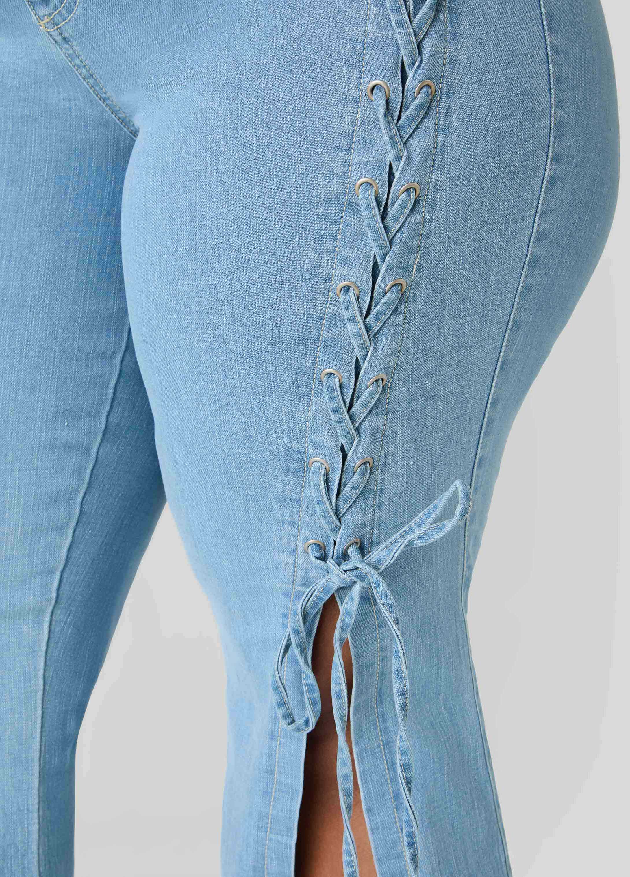 Lace Up Flared Jeans - Image 5