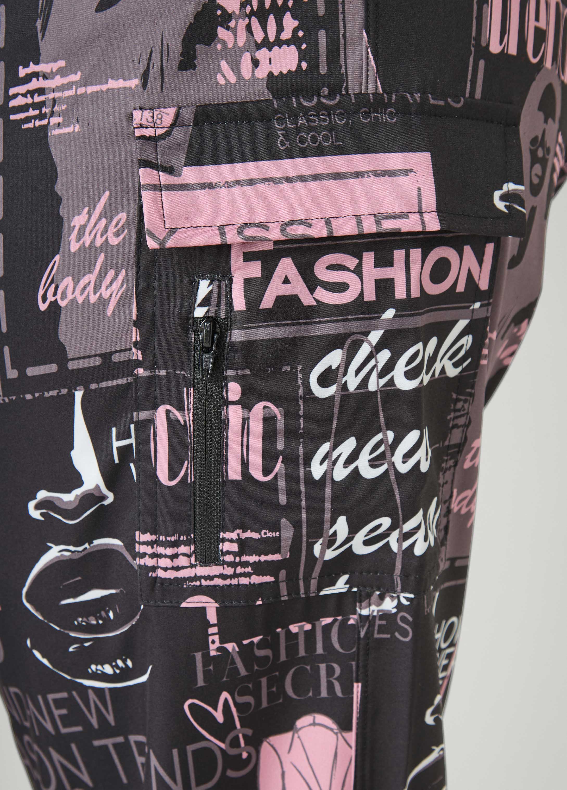 Newspaper Print Cargo Joggers - Image 4