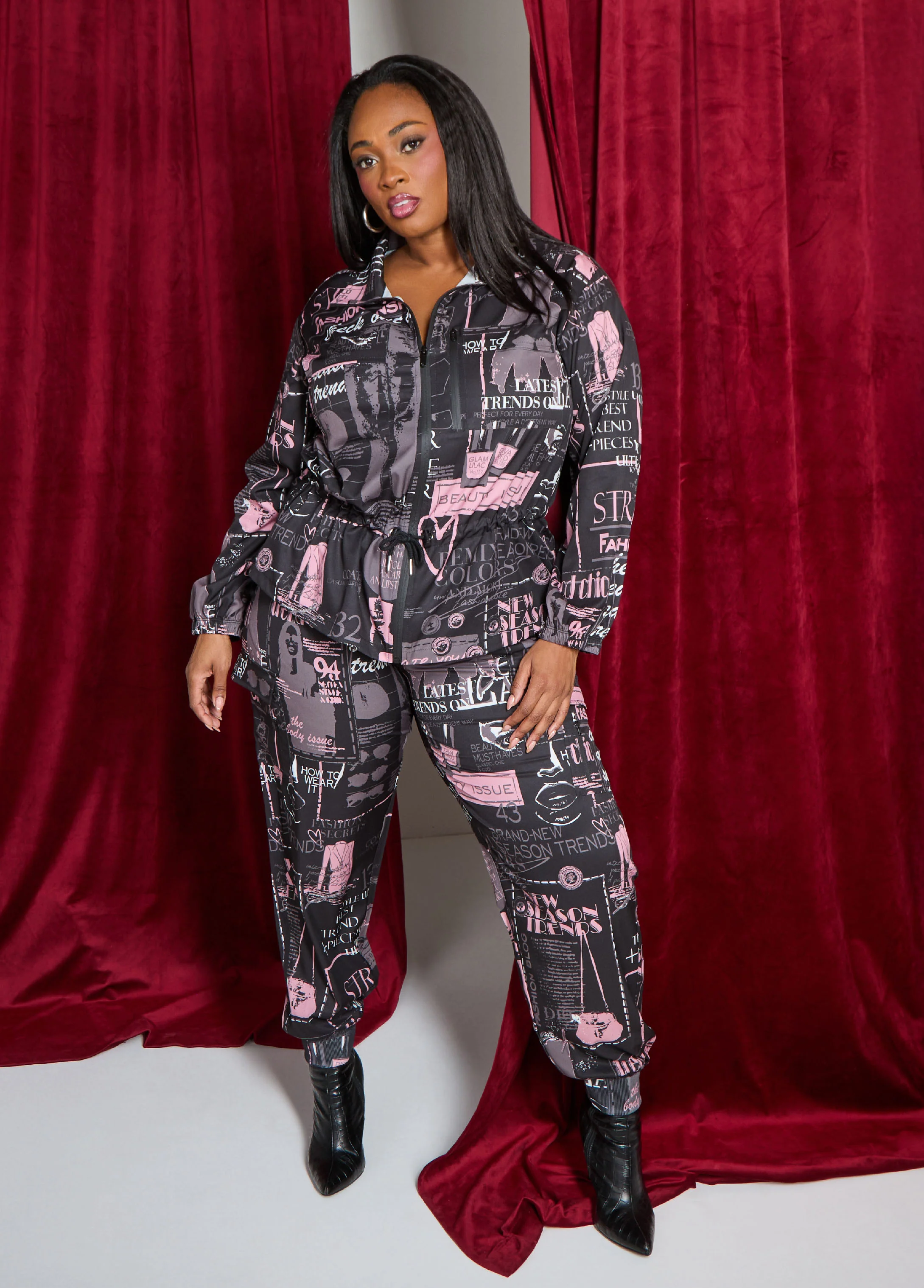 Newspaper Print Cargo Joggers - Image 7