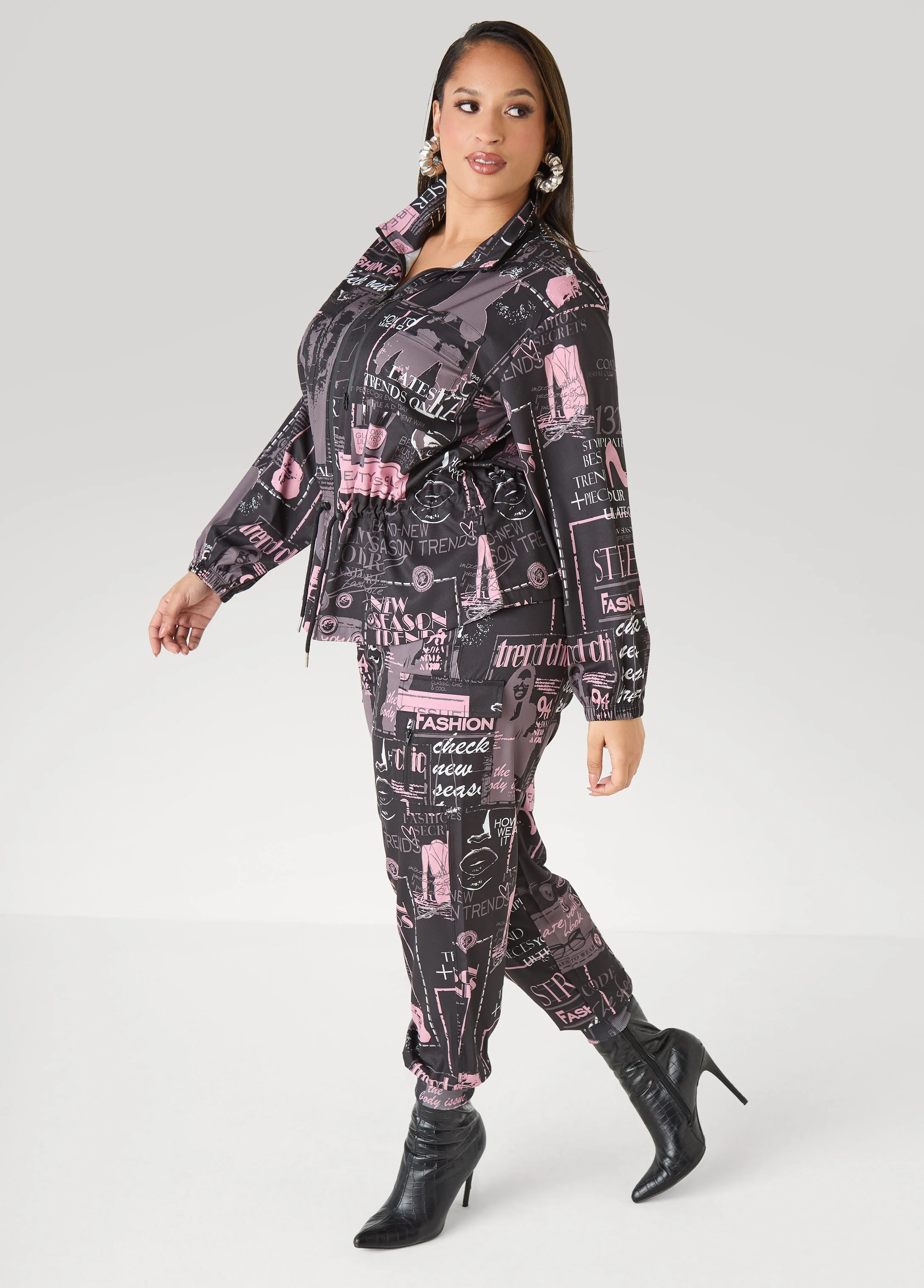 Newspaper Print Cargo Joggers - Image 9