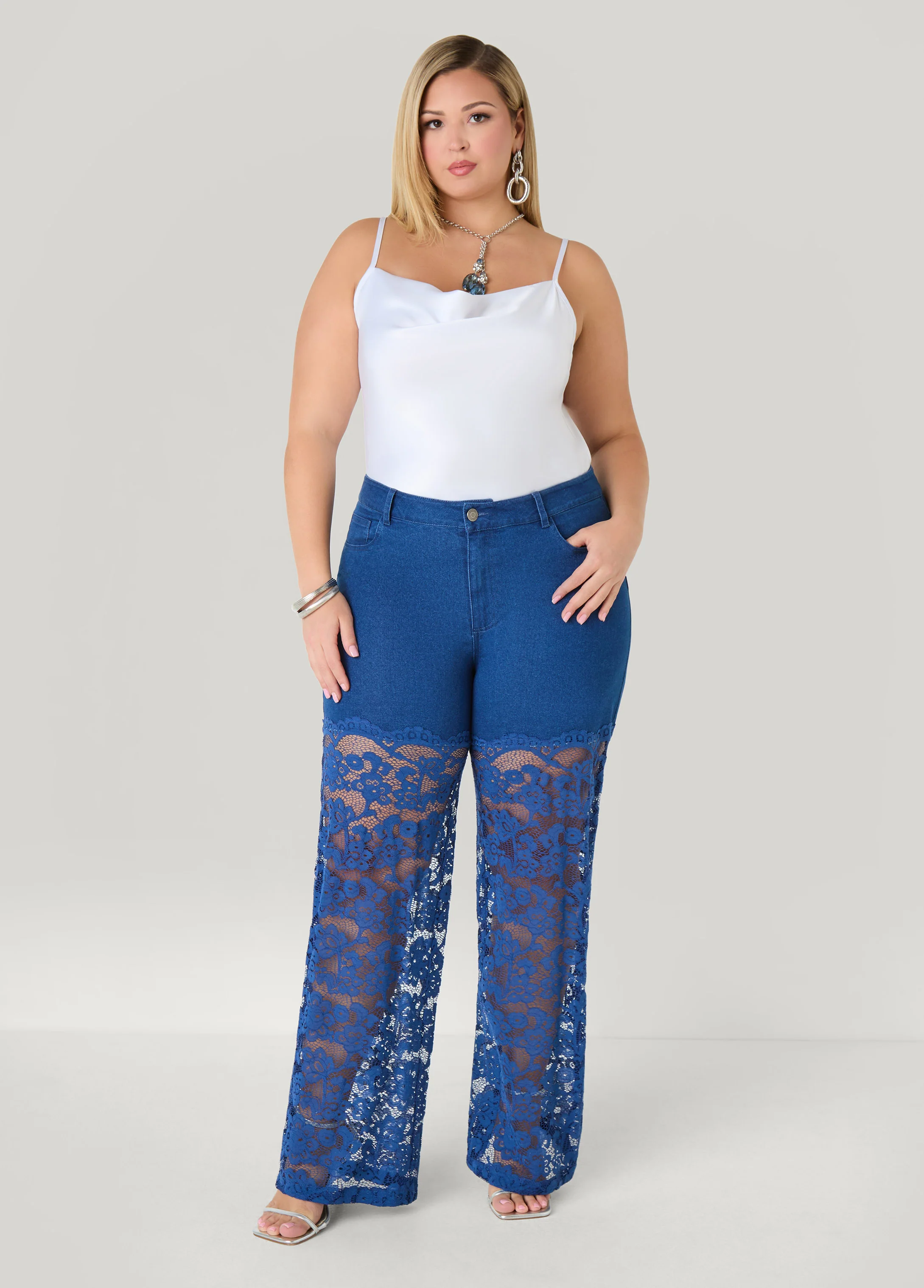 Lace Paneled Wide Leg jeans - Image 7