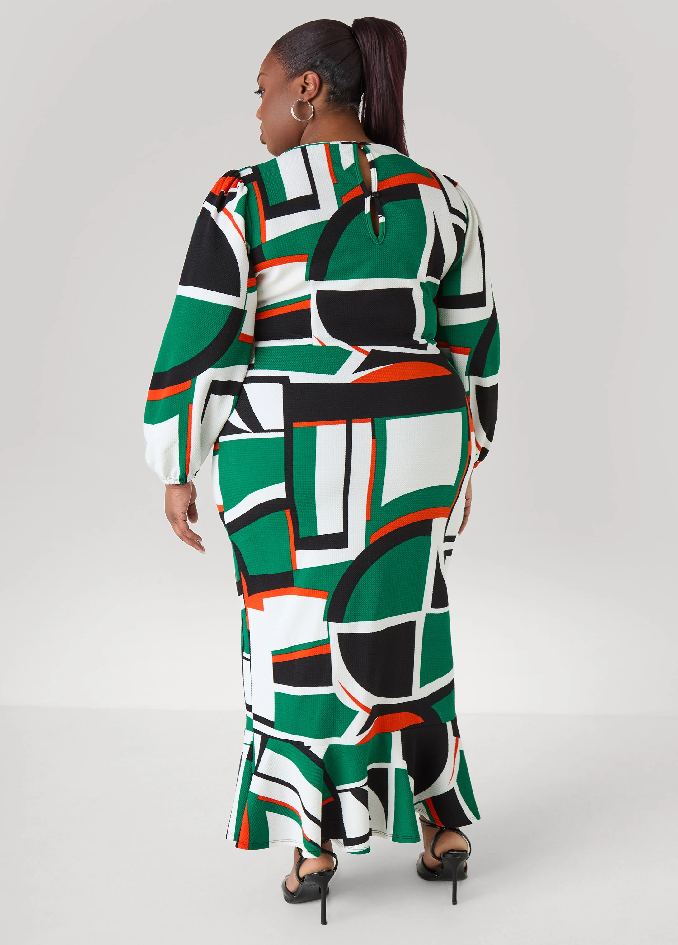 Geo Print Square Neck Maxi Dress - Image 5