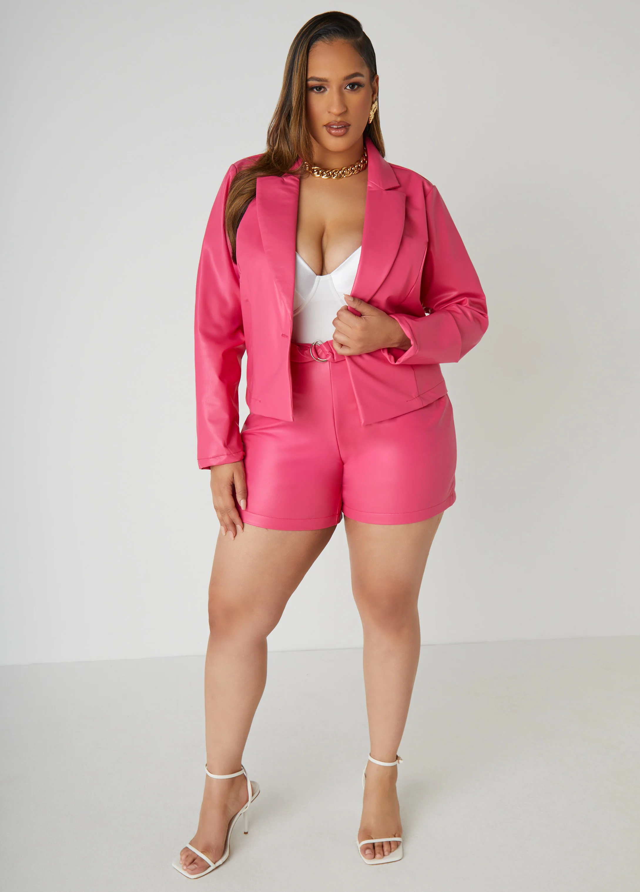 Belted Faux Leather Shorts - Image 3