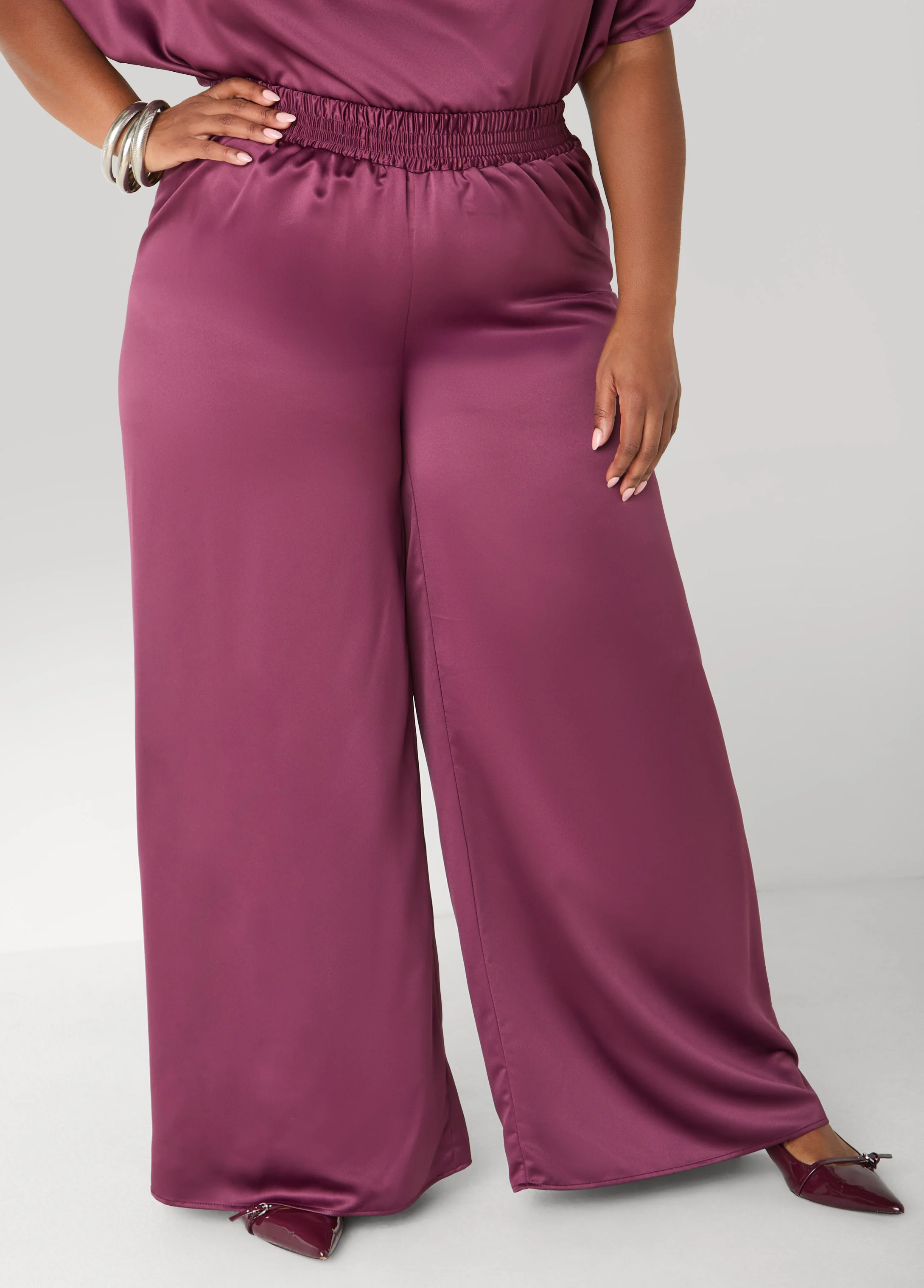 Satin Wide Leg Pants - Image 3