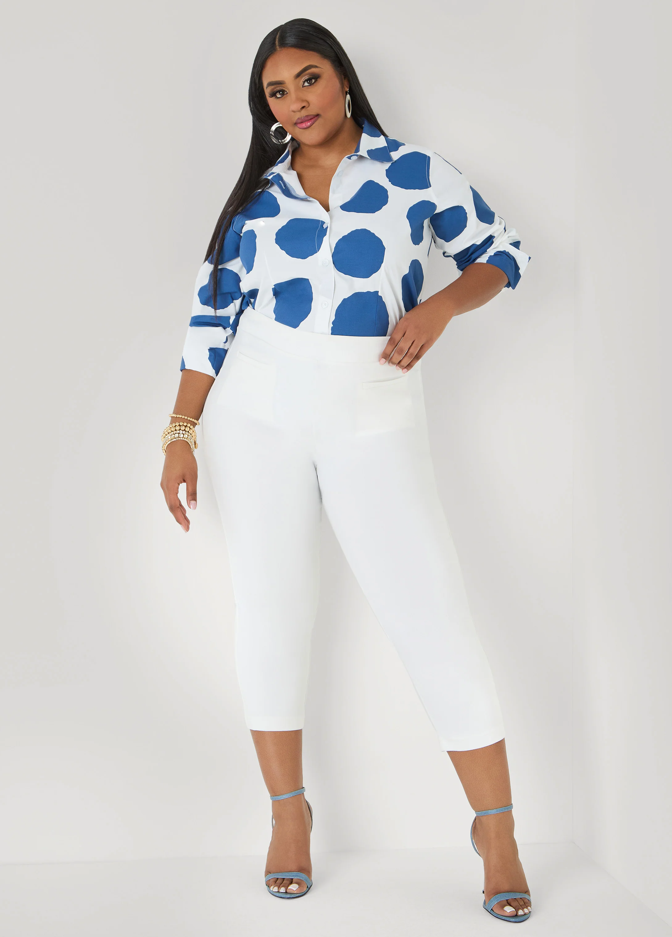 Tall Dotted Button Front Shirt - Image 3