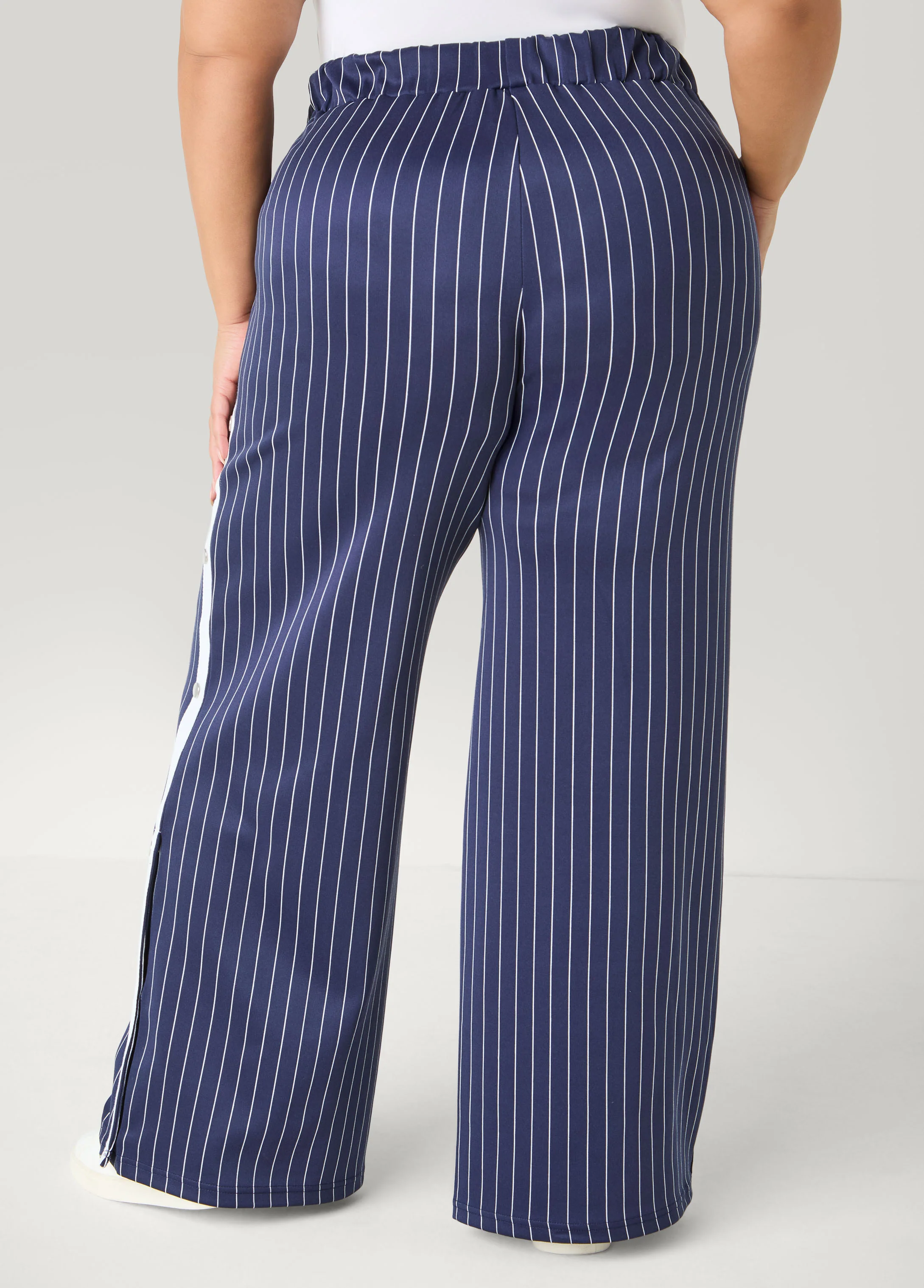 Snap Detailed Pinstriped Pants - Image 6