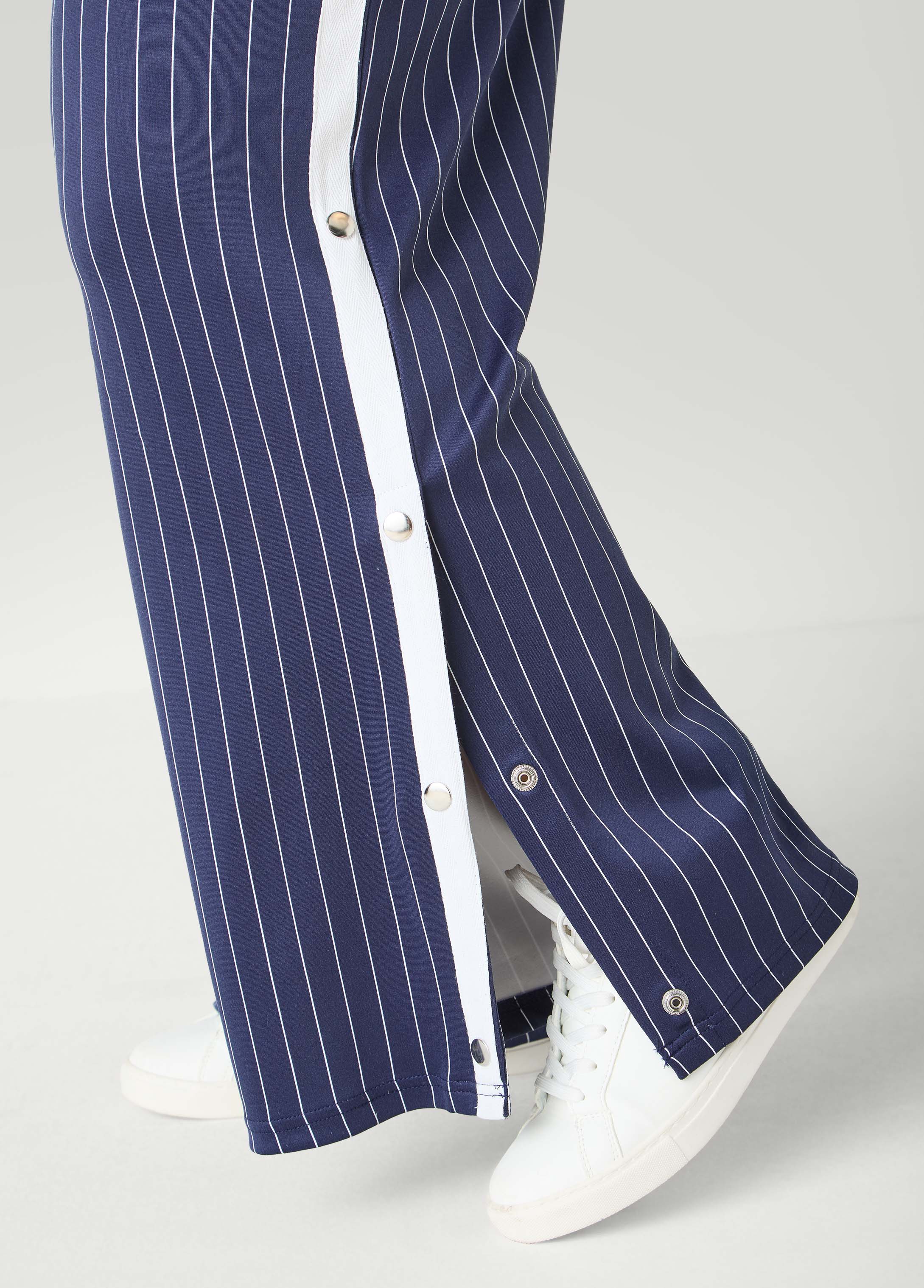 Snap Detailed Pinstriped Pants - Image 8