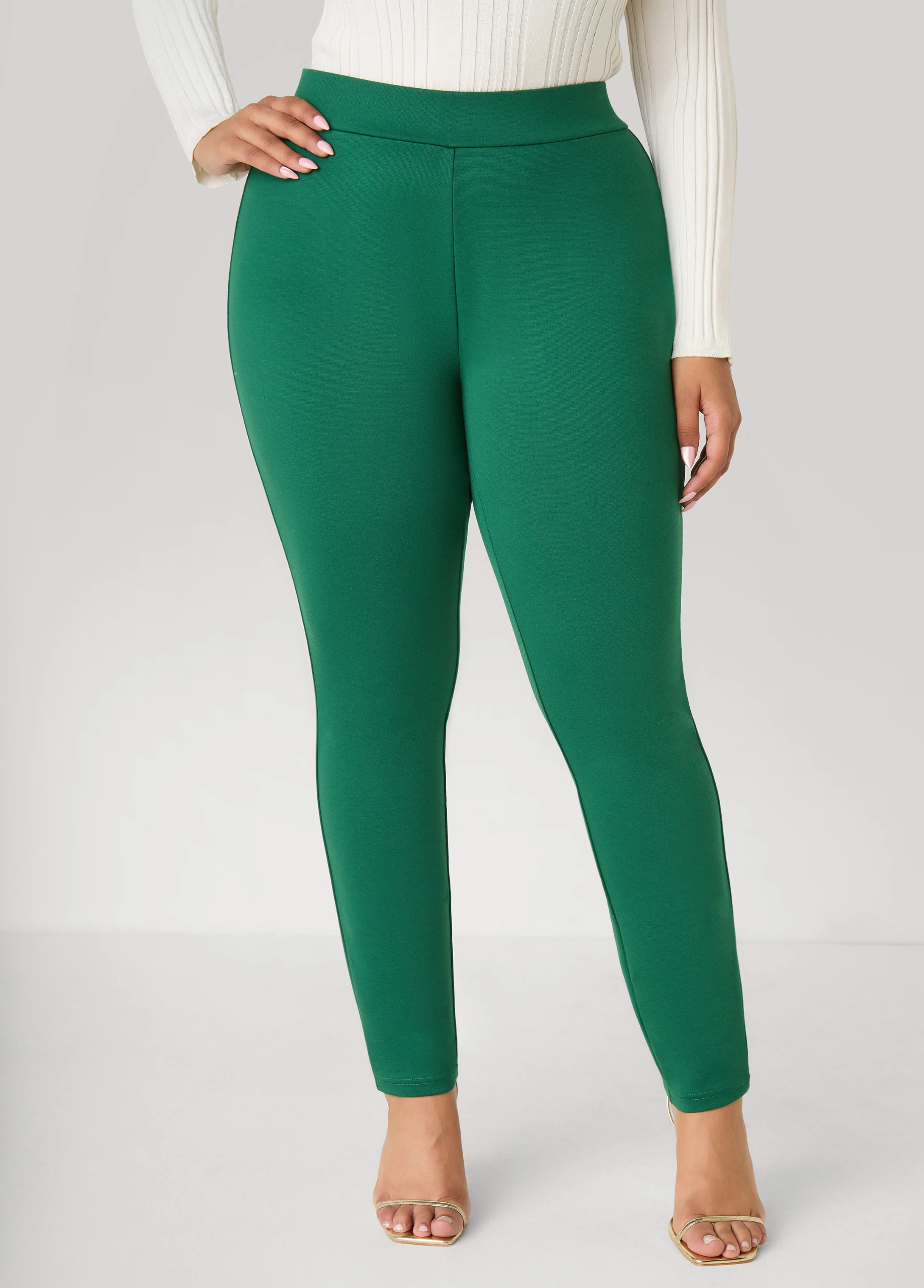 High Waist Pull On Ponte Leggings - Image 4