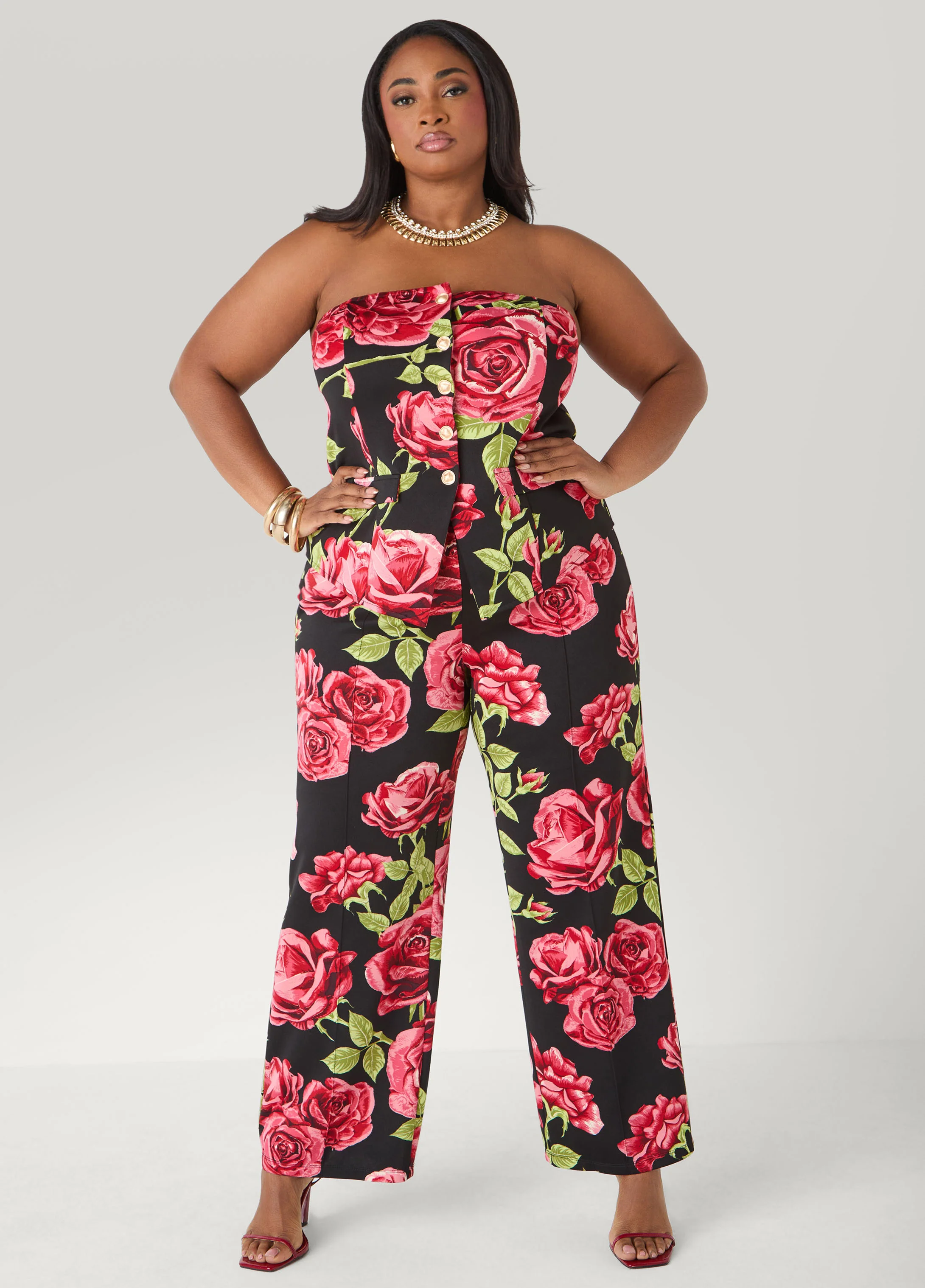Rose Print Wide Leg Pants - Image 3