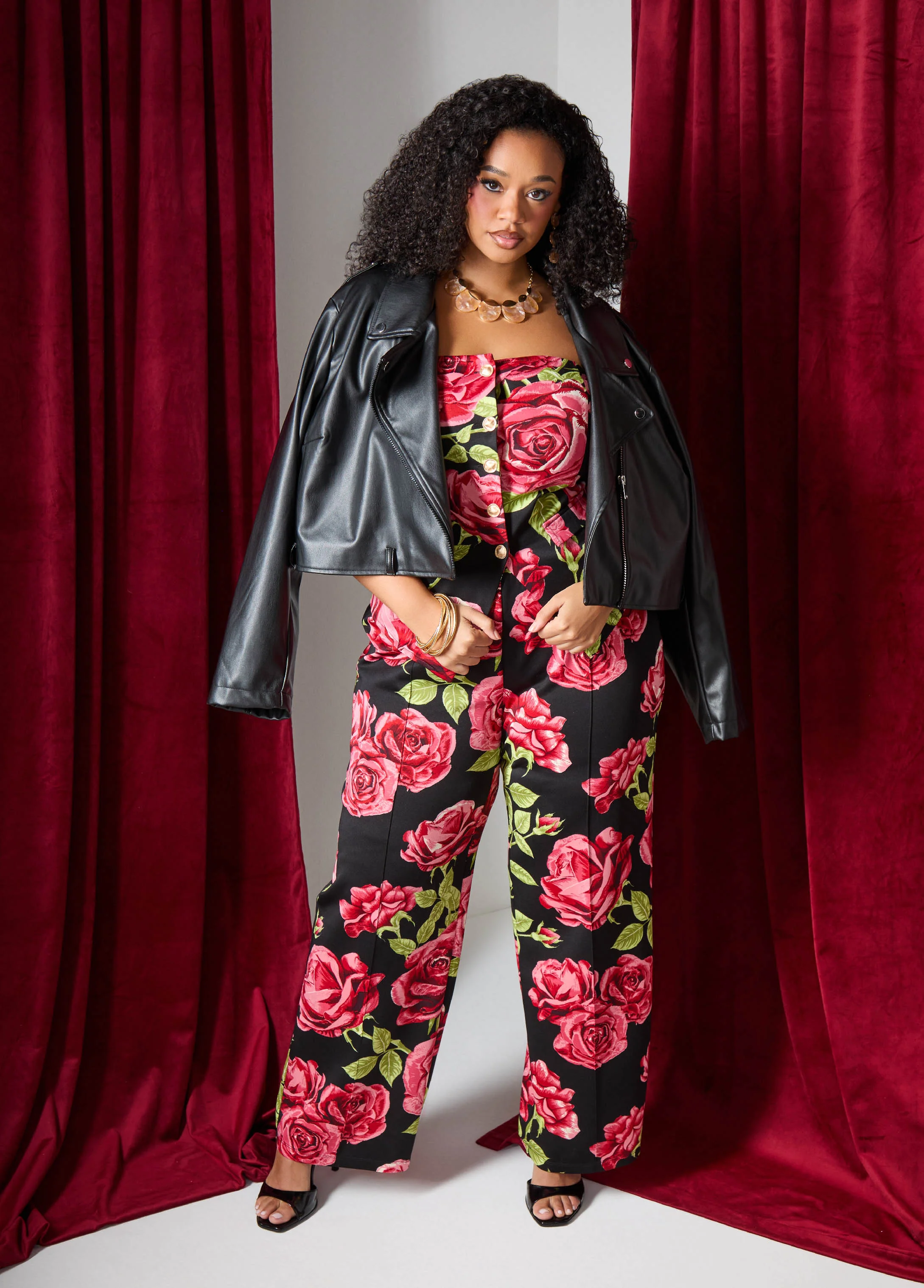 Rose Print Wide Leg Pants - Image 5
