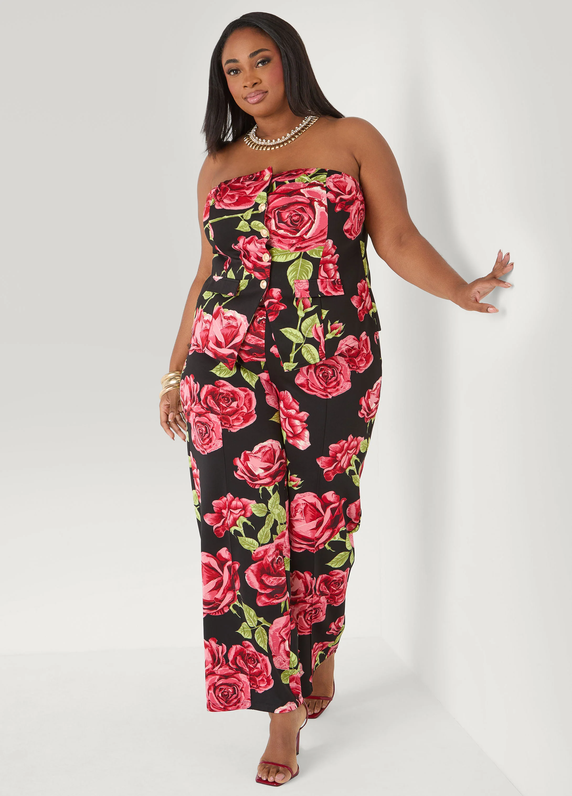 Rose Print Wide Leg Pants - Image 6