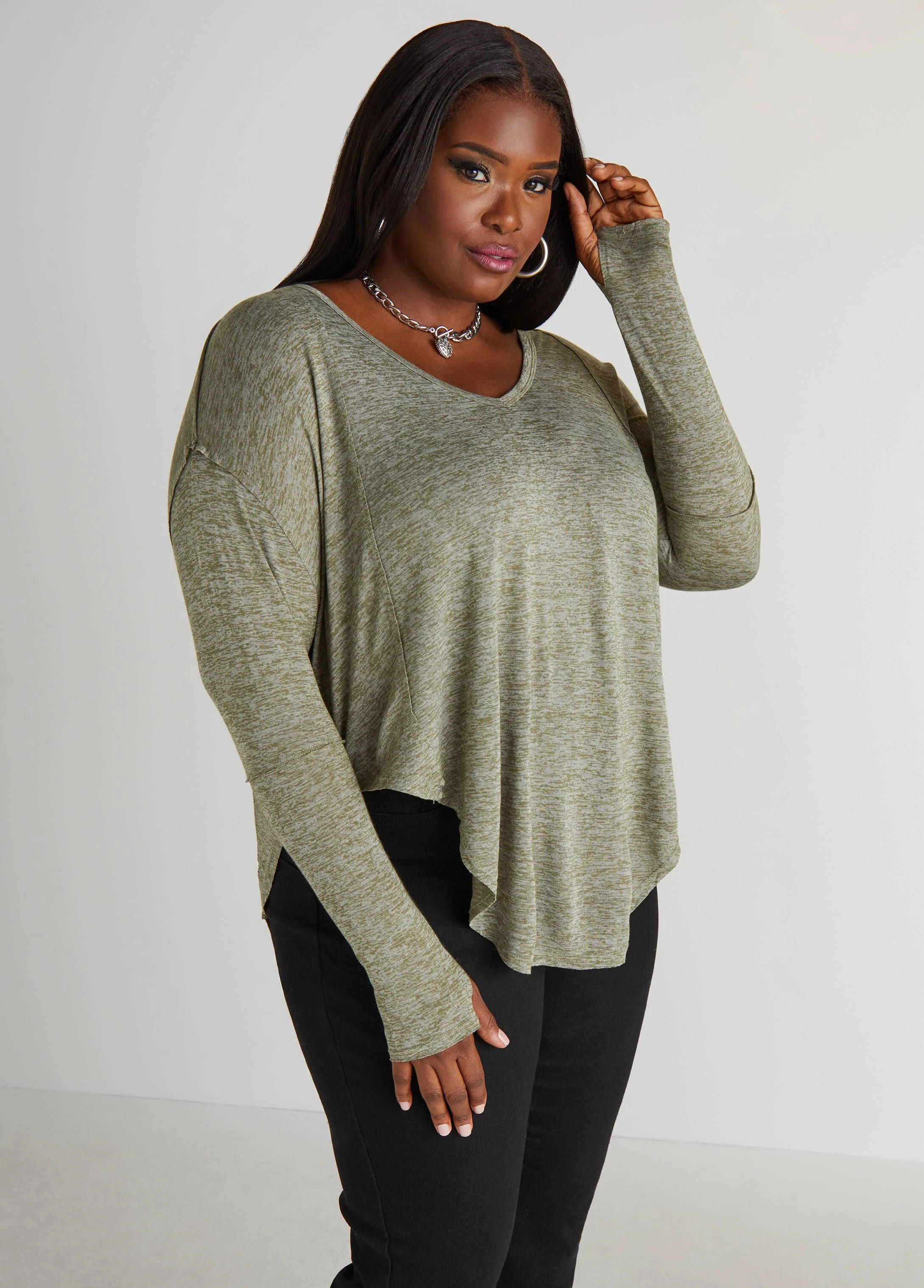 Slub Knit V Neck Top - Image 22