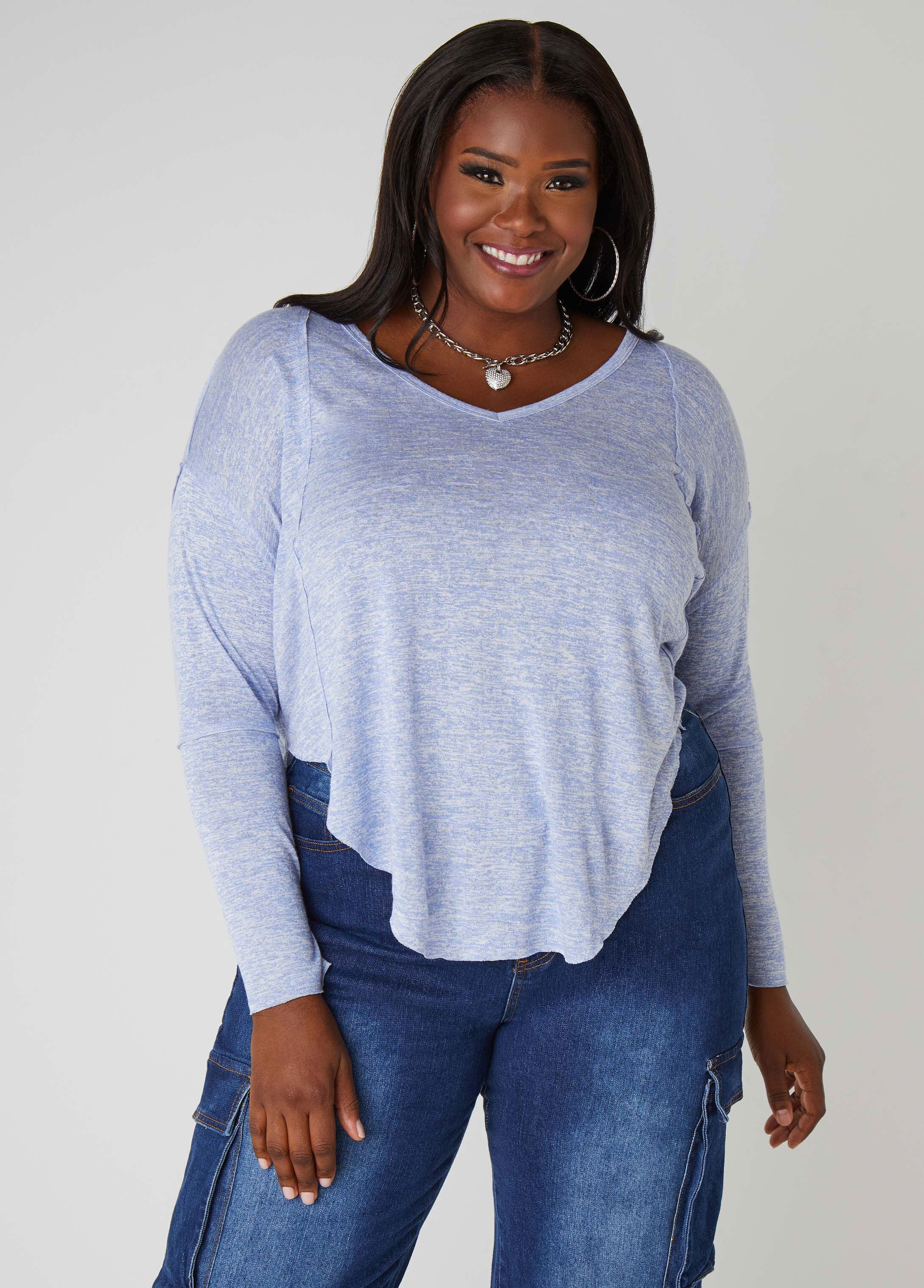 Slub Knit V Neck Top - Image 5