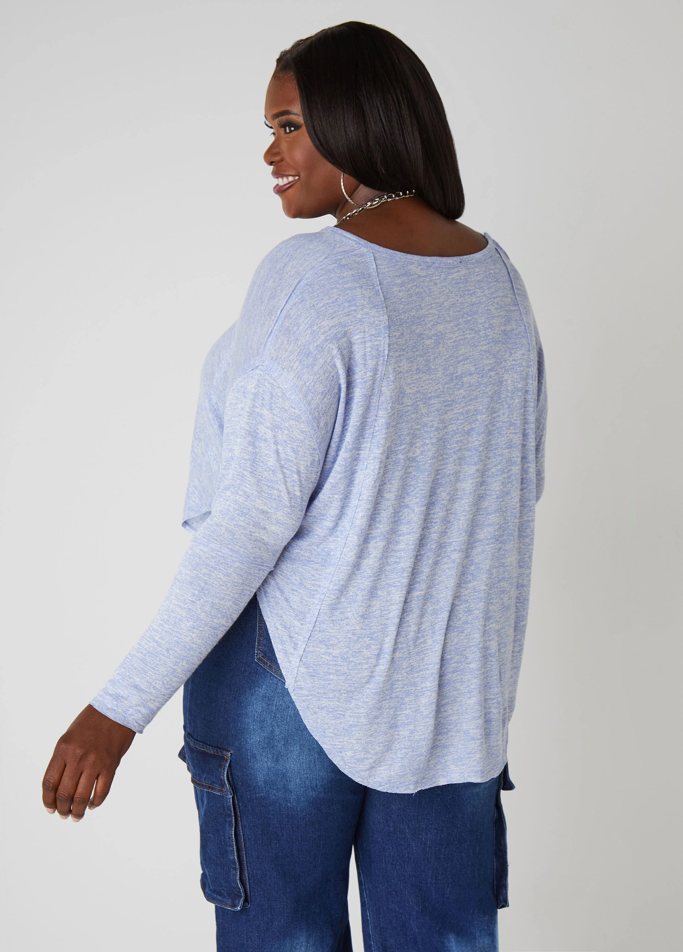 Slub Knit V Neck Top - Image 6